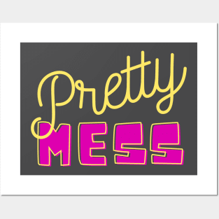 pretty mess yellow and pink Posters and Art